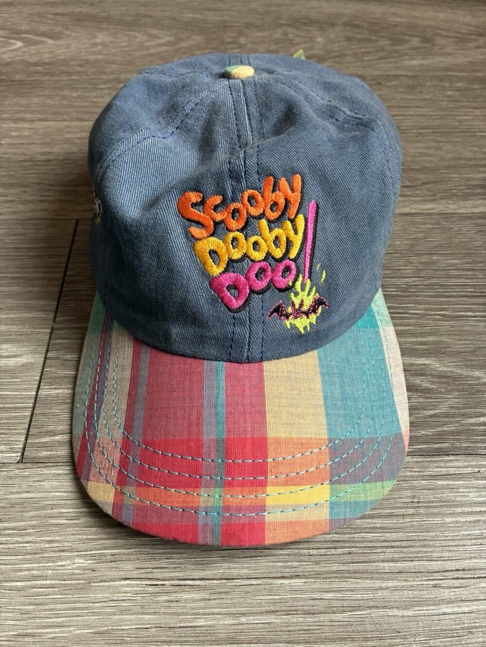 Vintage 1996 Cartoon Network Wacky Racing Scooby Doo Hat Cap Plaid Brim Tie Back